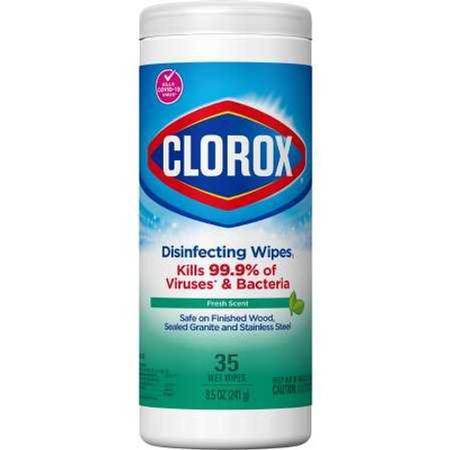 Clorox® Surface Disinfectant Cleaner Premoistened Bleach Free Manual Pull Wipe 35 Count Canister Fresh Scent NonSterile 01593 Case of 12 1593 Clorox® 771927_CS