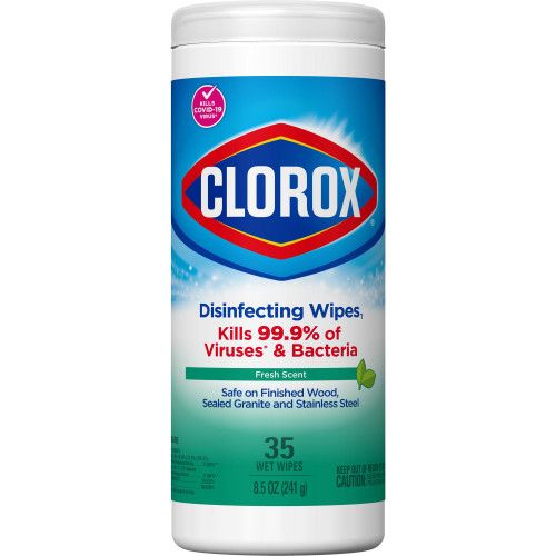 Clorox Surface Disinfectant Cleaner Premoistened Bleach Free Manual Pull Wipe 35 Count Canister Fresh Scent NonSterile, 01593, Case of 12