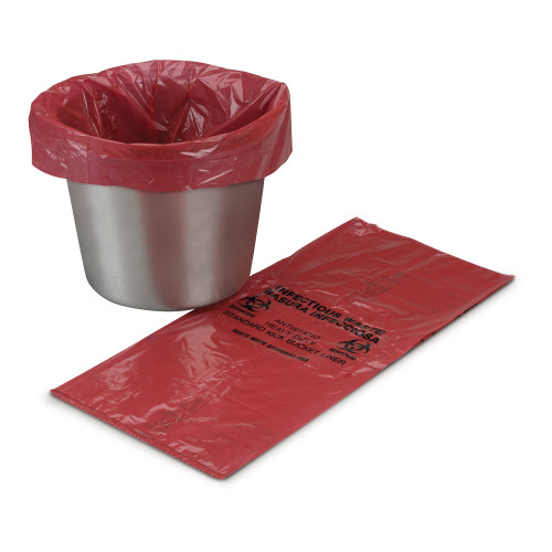 McKesson Kick Bucket Waste Bag Biohazard Symbol / Biohazard / Anti-Static 7 to 10 gal. Red 8 X 12 X 24 Inch, 03-5002, Case of 500