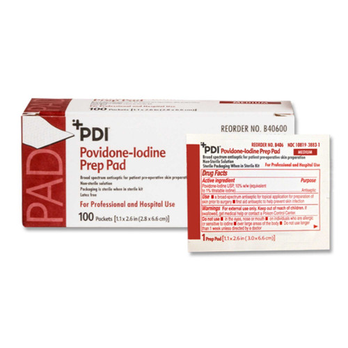 PVP Prep Pad PDI Povidone Iodine 10% Individual Packet 1-3/16 X 2-5/8 Inch NonSterile B40600 Each/1 B40600 PDI/NICE-PAK 131912_EA