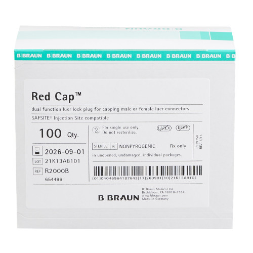 Red Cap Luer Replacement Cap, R2000B, Pack of 1
