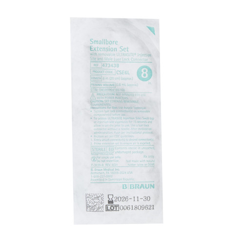 IV Extension Set Needle-Free Port Small Bore 8 Inch Tubing Without Filter, 473438, Case of 100