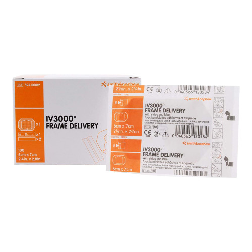 IV3000 Frame Delivery I.V. Dressing Film 2-3/8 X 2-3/4 Inch Sterile, 59410082, Case of 1000