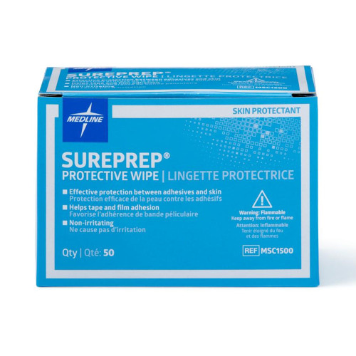 Sureprep Skin Barrier Wipe 40 to 80% Strength Isopropyl Alcohol Individual Packet NonSterile, MSC1500, Box of 50