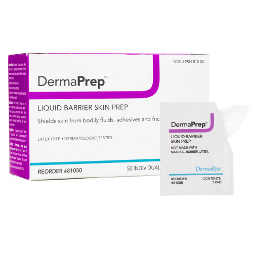 DermaPrep Skin Barrier Wipe 60% Strength Isopropyl Alcohol Individual Packet NonSterile, 81050, Box of 50
