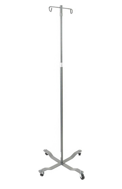 IV Stand 2 Hooks 4 Legs with Casters, 13033SV, Case of 1
