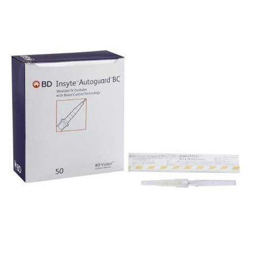 Peripheral IV Catheter Insyte Autoguard BC 24 Guage 0.75 Inch Button Retracting Needle 382512 Box/50 382512 BECTON-DICKINSON 777591_BX Peripheral IV Catheter Insyte Autoguard BC 24 Guage 0.75 Inch Button Retracting Needle 382512 Box/50 382512 BECTON-DICKINSON 777591_BX