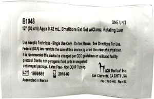ICU IV Extension Set Small Bore 12 Inch Tubing, B1048, Pack of 1