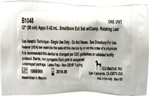 ICU IV Extension Set Small Bore 12 Inch Tubing, B1048, Pack of 1