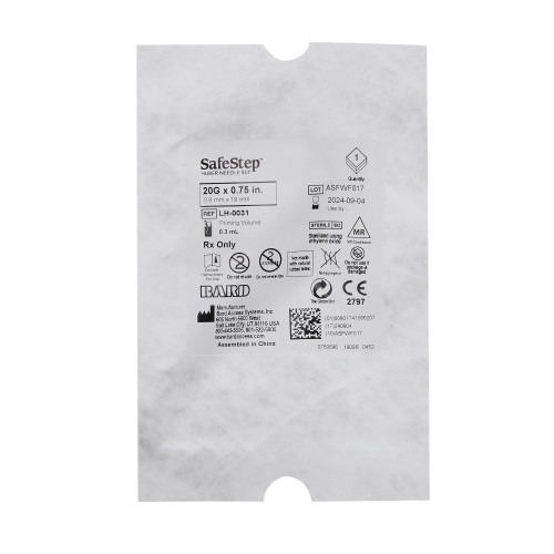 SafeStep Huber Infusion Set 20 Gauge 3/4 Inch Without Port, LH-0031, Case of 25
