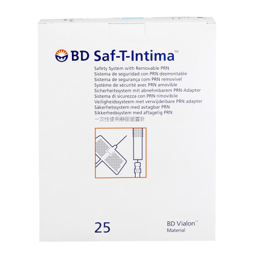 Saf-T-Intima Closed IV Catheter 22 Gauge 3/4 Inch BD Vialon Winged Hub Blood Control, 383322, Case of 200