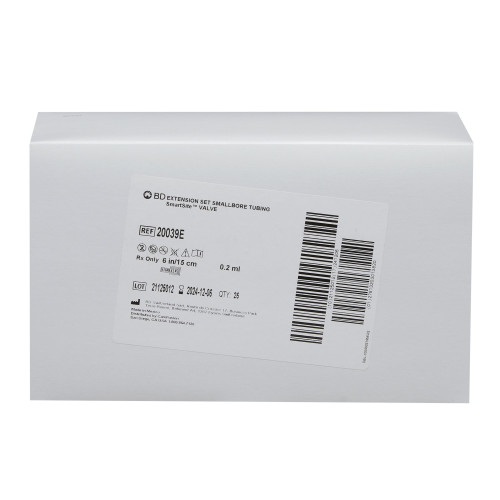 SmartSite IV Extension Set Needle-Free Port Small Bore 6 Inch Tubing Without Filter Sterile, 20039E, Case of 100