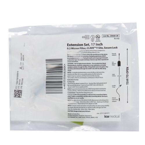 LifeShield IV Extension Set Needle-Free Port Macro Bore 17 Inch Tubing With Filter, 2066828, Case of 48