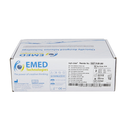 Sub-Q Subcutaneous Infusion Set 27 Gauge X 2 9 mm 36 Inch Tubing Without Port, SUB-260, Box of 10