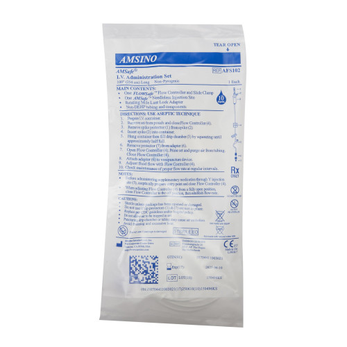 AMSafe Primary IV Administration Set Gravity 1 Port 10 Drops / mL Drip Rate Without Filter 90 Inch Tubing Solution Flow Regulator, AFS102, Pack of 1