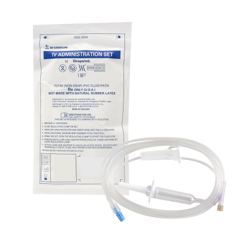 Kawasumi Primary IV Administration Set Gravity 1 Port 10 Drops / mL Drip Rate Without Filter 84 Inch Tubing Solution Without Flow Regulator, IV-009N, Pack of 1