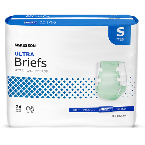 McKesson Ultra Incontinence Brief Adult Small Unisex Disposable Heavy Absorbency, BRULSM, Case of 4