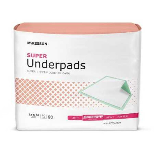 Underpad McKesson Regular 23 X 36 Inch Disposable Fluff / Polymer Moderate Absorbency UPMD2336 Bag/10 UPMD2336 MCK BRAND 724035_BG