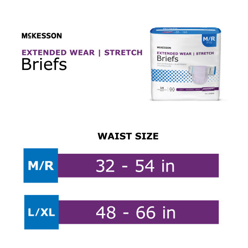 McKesson Extended Wear Incontinence Brief Adult Large / X-Large Unisex Disposable Heavy Absorbency, ONBLXL, Bag of 14