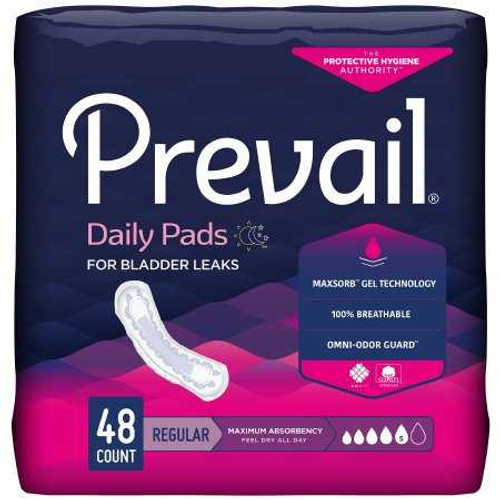 Bladder Control Pad Prevail 11 Inch Length Heavy Absorbency Polymer Female Disposable PV-916/1 Pack/48 PV-916/1 FIRST QUALITY PRODUCTS INC. 810355_PK