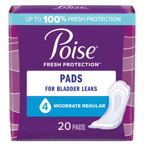 Poise Fresh Protection Bladder Control Pad 10.9 Inch Length Moderate Absorbency Sodium Polyacrylate Core One Size Fits Most, 19564, Pack of 20