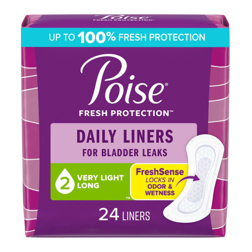 Poise Fresh Protection Bladder Control Pad 8-1/2 Inch Length Light Absorbency Sodium Polyacrylate Core One Size Fits Most, 19308, Pack of 24