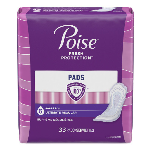 Poise Fresh Protection Bladder Control Pad 4.1 X 14 Inch Heavy Absorbency Sodium Polyacrylate Core One Size Fits Most, 33592, Pack of 33