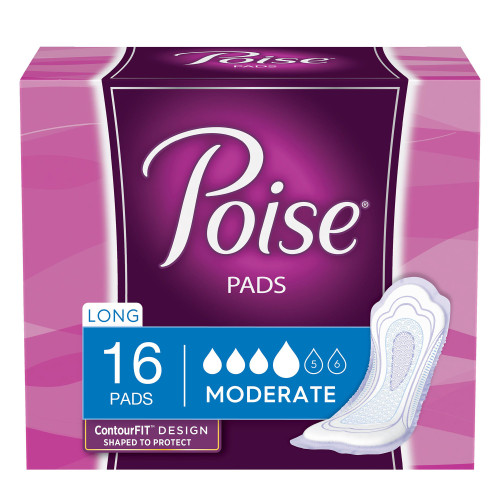 Poise Bladder Control Pad 12.2 Inch Length Moderate Absorbency Sodium Polyacrylate Core Regular, 19566, Pack of 16