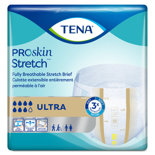 TENA ProSkin Stretch Ultra Incontinence Brief Adult Large / X-Large Unisex Disposable Heavy Absorbency, 67803, Case of 72