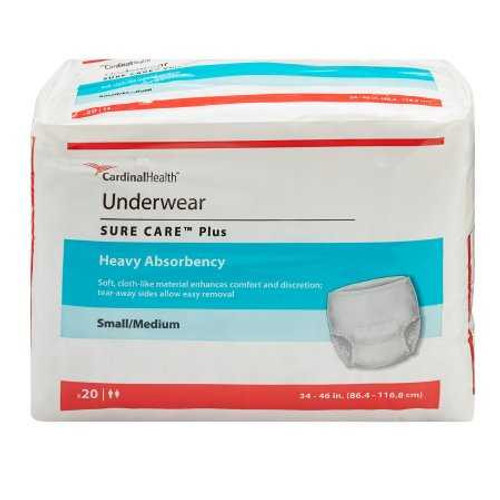 Adult Absorbent Underwear Sure Care Pull On Medium Disposable Heavy Absorbency 1605 Case/80 1605 KENDALL HEALTHCARE PROD INC. 409347_CS