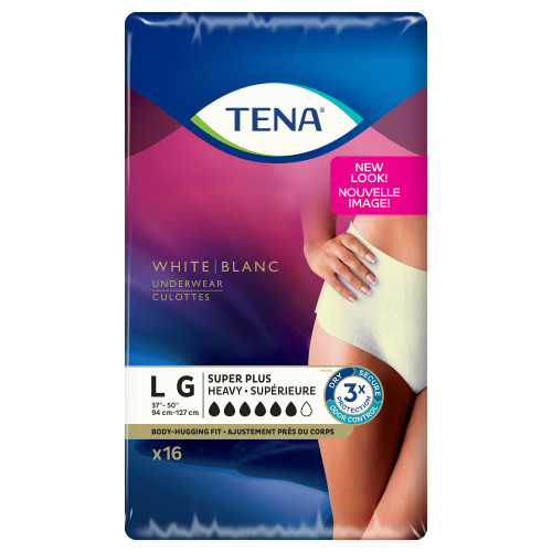 TENA Women Super Plus Absorbent Underwear Pull On with Tear Away Seams Adult Large Female Disposable Heavy Absorbency, 54286, Bag of 16
