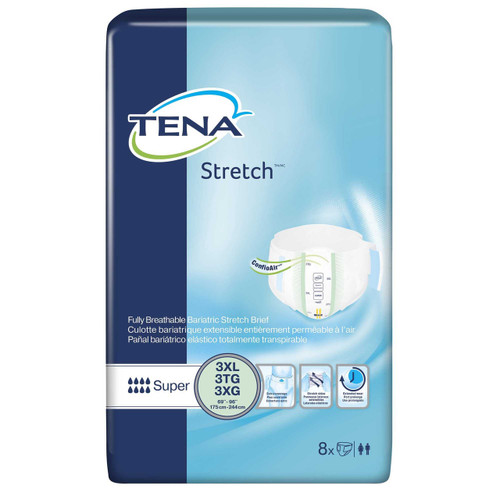 Adult Incontinent Brief TENA Stretch Bariatric Tab Closure 3X-Large Disposable Heavy Absorbency 61391 Case/32 61391 SCA PERSONAL CARE 897121_CS