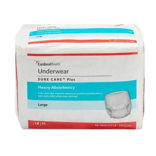 Adult Absorbent Underwear Sure Care Pull On Large Disposable Heavy Absorbency 1615 Pack/18 1615 KENDALL HEALTHCARE PROD INC. 409346_BG