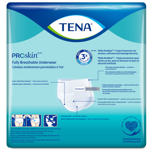 TENA ProSkin Extra Absorbent Underwear Pull On with Tear Away Seams Adult Large Unisex Disposable Moderate Absorbency, 72332, Case of 64