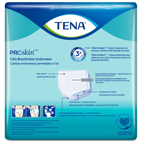 TENA ProSkin Extra Absorbent Underwear Pull On with Tear Away Seams Adult X-Large Unisex Disposable Moderate Absorbency, 72425, Case of 48