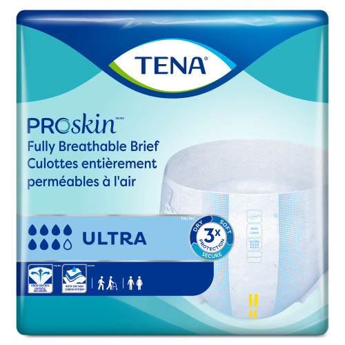 TENA ProSkin Ultra Incontinence Brief Adult Medium Unisex Disposable Heavy Absorbency, 67200, Case of 80