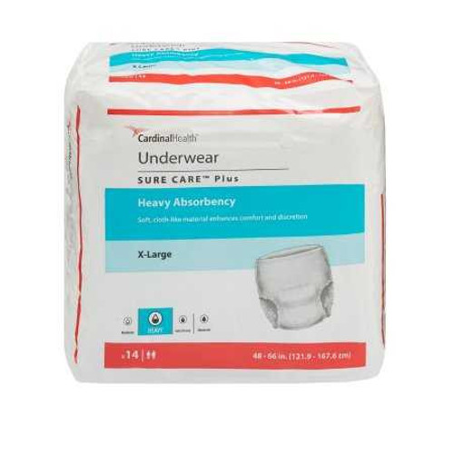 Adult Absorbent Underwear Sure Care Pull On X-Large Disposable Heavy Absorbency 1625 Pack/14 1625 KENDALL HEALTHCARE PROD INC. 439577_BG