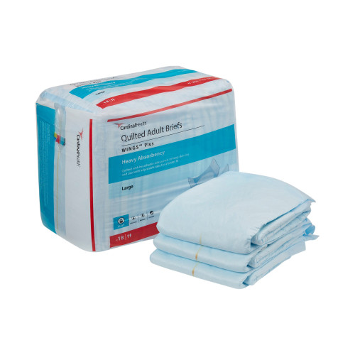 Wings Plus Quilted Incontinence Brief Adult Large Unisex Disposable Heavy Absorbency, 66034, Bag of 1