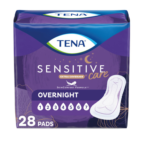 TENA Sensitive Care Extra Coverage Bladder Control Pad 16 Inch Length Heavy Absorbency Super Absorbent Core One Size Fits Most, 54282, Bag of 28