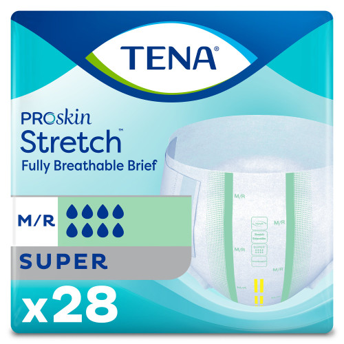 TENA ProSkin Stretch Super Incontinence Brief Adult Medium Unisex Disposable Heavy Absorbency, 67902, Case of 2