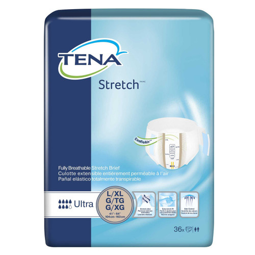 Adult Incontinent Brief TENA Stretch Ultra Tab Closure Large / X-Large Disposable Heavy Absorbency 67803 Pack/36 67803 SCA PERSONAL CARE 871836_PK