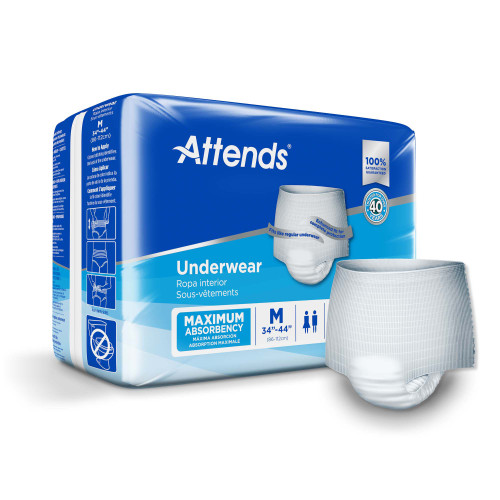 Attends Absorbent Underwear Pull On with Tear Away Seams Adult Medium Unisex Disposable Heavy Absorbency, AP0720, Case of 4