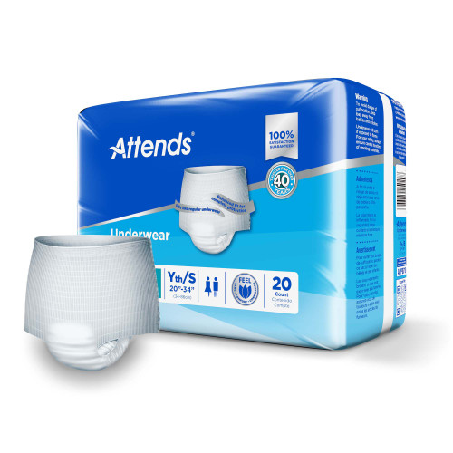 Attends Absorbent Underwear Pull On with Tear Away Seams Adult Small Unisex Disposable Heavy Absorbency, APP0710, Case of 80