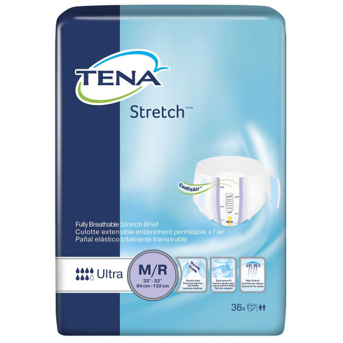 Unisex Adult Incontinence Brief TENA ProSkin Stretch™ Ultra Medium Disposable Heavy Absorbency 67802 Bag of 36 67802 TENA ProSkin Stretch™ Ultra 709216_BG