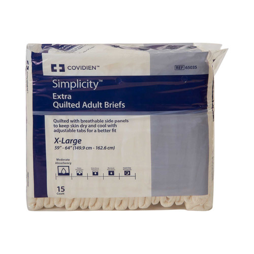 Unisex Adult Incontinence Brief Simplicity™ X-Large Disposable Moderate Absorbency 65035 Case of 60 65035 Simplicity™ 846765_CS