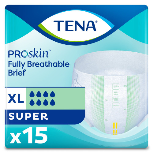 TENA ProSkin Super Incontinence Brief Adult X-Large Unisex Disposable Heavy Absorbency, 68011, Case of 60