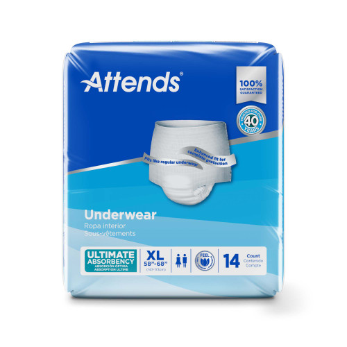 Attends Absorbent Underwear Pull On with Tear Away Seams Adult X-Large Unisex Disposable Heavy Absorbency, APP0740, Bag of 14