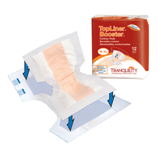 Tranquility Top Liner Contour Booster Pad 13-1/2 X 21-1/2 Inch Heavy Absorbency Super Absorbent Core One Size Fits Most, 3096, Case of 10