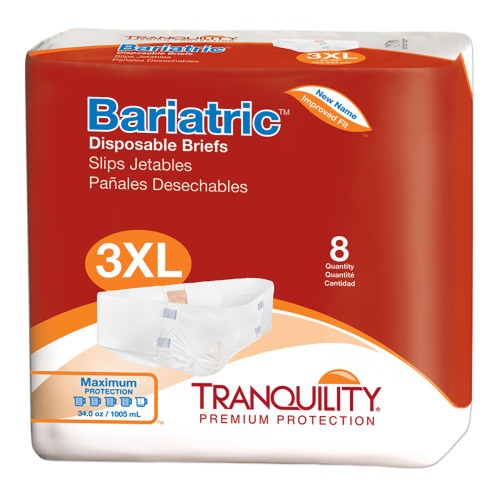 Tranquility Bariatric Incontinence Brief Adult 3X-Large Unisex Disposable Heavy Absorbency, 2190, Case of 32