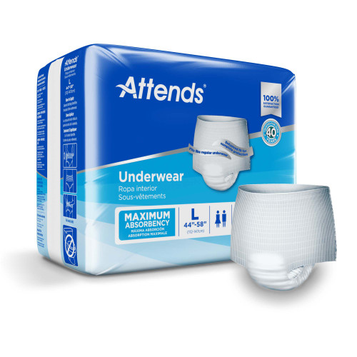 Attends Absorbent Underwear Pull On with Tear Away Seams Adult Large Unisex Disposable Heavy Absorbency, AP0730, Bag of 1